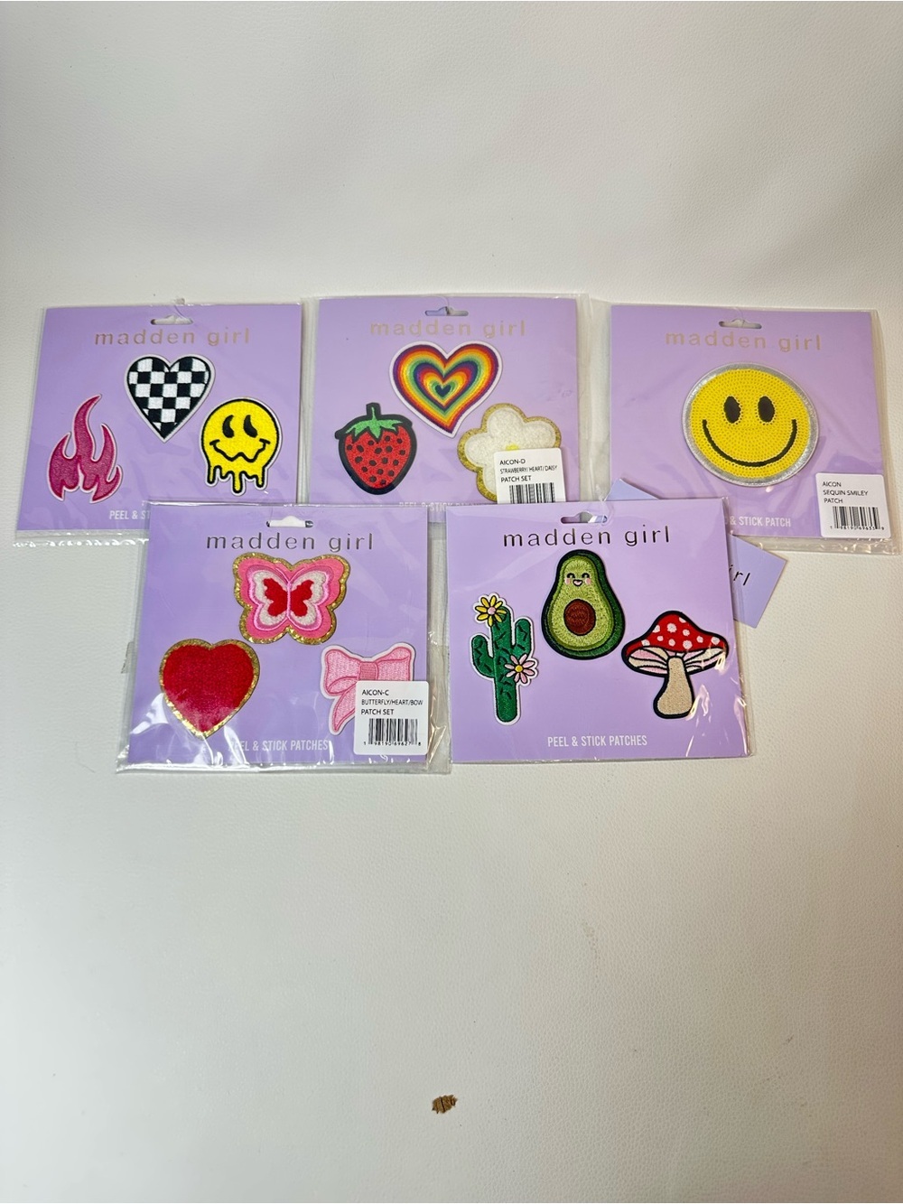 5 Pack Set-Madden Girl Assorted Colorful Kids Peel & Stick Patches